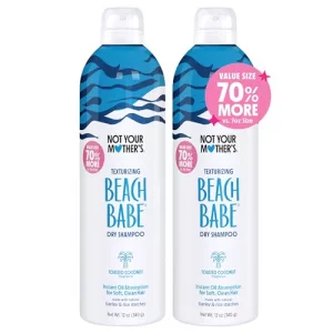 Not Your Mother's Value Pack Beach Babe Jumbo Dry Shampoo (2-Pack) - 12 oz Each - 70% More to Instantly Absorb Oil and Create Effortless Sea-Tossed T