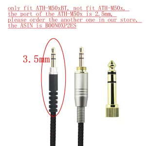 NewFantasia Replacement Audio Upgrade Cable Compatible with Audio-Technica ATH-M50xBT, ATH-AR3BTBK, ATH-SR50BT, ATH-ANC9, ATH-ANC7B, ATH-SR5BTBK, ATH