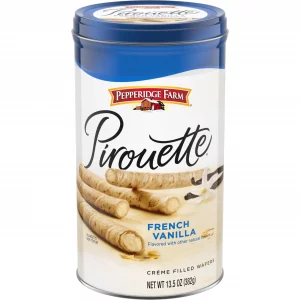 Pepperidge Farm Pirouette Cookies, French Vanilla Flavored Crme Filled Wafers, 13.5 Oz Tin
