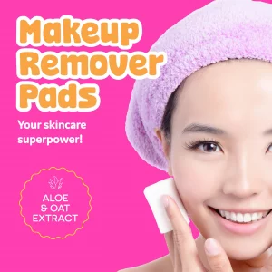 BeYoutiful FreshFace Makeup Remover Face Wipes for Teens and Kids, Easter Basket Stuffers, 60 Make Up Remover Pads, Gentle Safe Skincare, Vegan, East