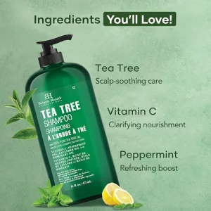 Botanic Hearth Tea Tree Shampoo, Vitamin C, Peppermint, Lavender and Rosemary Oil, Fights Dandruff and Dry Scalp, 16 fl oz