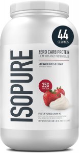 Isopure Zero Carb 100% Pure Whey Isolate Protein Powder, Gluten Free, With Vitamins, Strawberries & Cream, 25g Protein Per Serving, 3 Lbs