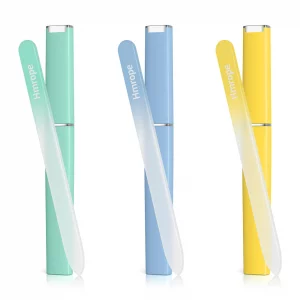 Hmrope 3 Pack Crystal Glass Nail File with Case, Professional Nano Glass Nail Files for Natural Nails, Etched Nail Filer Double-Sided Fingernail File