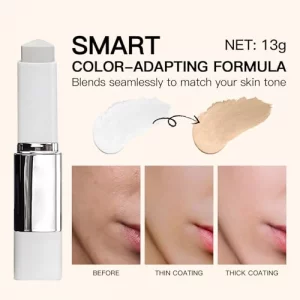 Color Changing Foundation Stick- Korean Color-Changing Foundation Stick with Volufiline - Medium to Full Coverage Dewy Finish Base Makeup - Dual-Ende