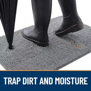 OLANLY Dog Door Mat for Muddy Paws 30x20, Absorbs Moisture and Dirt, Absorbent Non-Slip Washable Doormat, Quick Dry Chenille Mud Mat for Dogs, Entry 