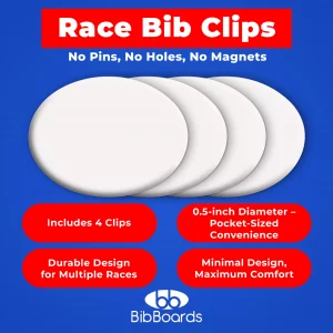 bibSNAPS Race Bib Clips - Safety Lock Fasteners - Secures Running, Marathon, Cycling, and Event Numbers, Non Magnetic, Easy to Use, Soft & Reusable, 