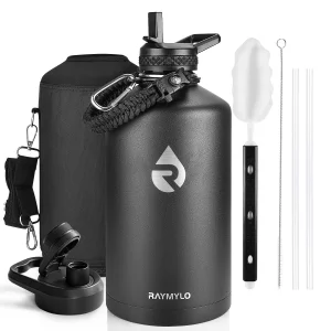 RAYMYLO One Gallon Water Bottle Insulated, Triple Walled Vacuum Stainless Steel (Cold for 48 Hrs), Leak Proof & Non-BPA, Large Water Flask Jug with P