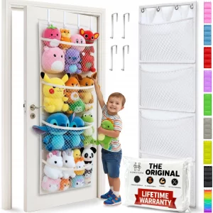 Honeyera The Original Stuffed Animal Storage (Patented) - Over Door Organizer for Stuffies, Baby Ideas Holder, Toy Plush Hammock Hanging Net Big Girl