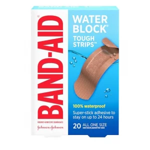 Band-Aid Brand Water Block Waterproof Tough Adhesive Bandages for First Aid Wound Care, Durable Waterproof Bandages to Protect Minor Cuts, Burns & Sc