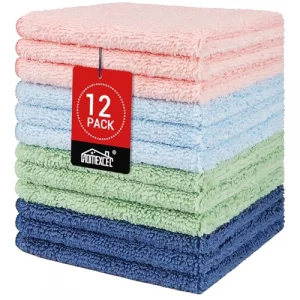 HOMEXCEL Microfiber Washcloths 12 Pack, Highly Absorbent and Soft Face Towel, Multi-Purpose Wash Cloths for Bathroom, Gym, Hotel, Spa and Kitchen, Mu