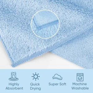 HOMEXCEL Microfiber Washcloths 12 Pack, Highly Absorbent and Soft Face Towel, Multi-Purpose Wash Cloths for Bathroom, Gym, Hotel, Spa and Kitchen, Mu
