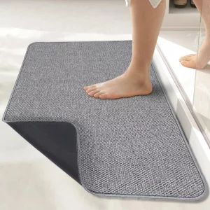 Bath Mat,Ultra Thin Bathroom Rugs,Rubber Bath Mats for Bathroom,No Slip Bath Rugs,Quick Dry,Machine Washable,Low Pile,Absorbent,Shower Outside,Sink,H
