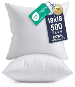 Utopia Bedding 18x18 Pillow Inserts, Set of 2, White  Indoor Decorative Throw Pillows for Bed, Sofa & Couch  Soft, Supportive & Fluffy Cushion Inse