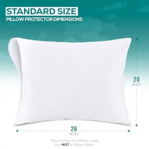 Set of 4 Pillow Protectors with Zipper Standard Size, Bed Bug and Dust Mite Proof Pillow Covers, Ultra Soft Pillow Encasements, Moisture Wicking and 