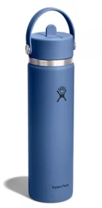 Hydro Flask Water Bottle - Insulated Stainless Steel - Wide Straw Lid, Non Spill, Leakproof in 24 Oz Harbor Blue