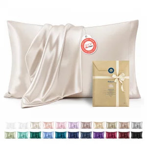 Bedsure Satin Pillowcases, Similar to Silk Pillow Cases Queen Size Set of 2, Cooling Pillow Case for Sleeping Women with Envelope Closure, Gifts for 