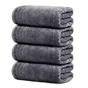 Tens Towels Pack of 4 Extra Large Bath Towels 30 x 60 Inches, 100% Cotton, Larger & Lighter Weight, Quicker to Dry, Super Soft and Absorbent, Perfect