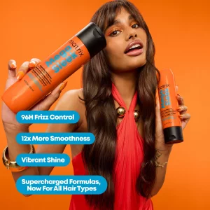 Matrix Mega Sleek Anti-Frizz Shampoo - 96H Frizz Control, 12x Smoother Hair, and Professional Hydration, 10.1 Fl Oz