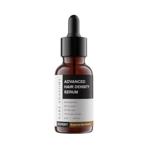 Bare Anatomy Advanced Hair Density Serum boosts density with Redensyl, Anagain, Baicapil & Capilia Longa. Rosemary & rice water reduce hair fall for 