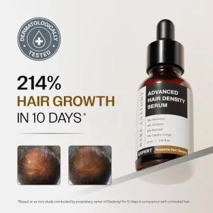 Bare Anatomy Advanced Hair Density Serum boosts density with Redensyl, Anagain, Baicapil & Capilia Longa. Rosemary & rice water reduce hair fall for 