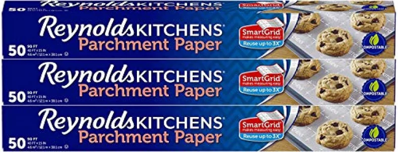 Reynolds Kitchens Parchment Paper Roll with SmartGrid - 3 Boxes of 50 Square Feet (150 Sq. Ft) (Value Pack)