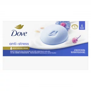 Dove Beauty Bar Gentle Cleanser Anti-Stress Cream Bar Moisturizes To Calm Skin Gentle Bar Soap Cleanser Made With 1/4 Moisturizing Cream 6 pack