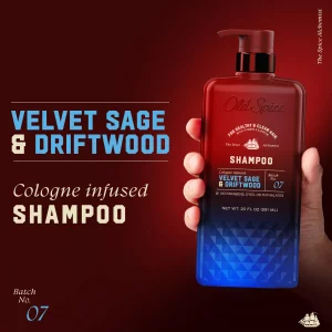 Old Spice Mens Shampoo, The Spice Alchemist Collection, 24/7 Cologne-Infused Velvet Sage & Driftwood Scent, Free of Parabens & Phthalates, 21.9 fl oz