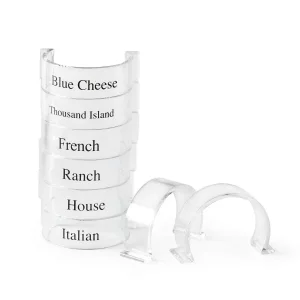 G.E.T. CLIPS-8-CL Clear Set of 8 Salad Dressing Bottle Clips, Break Resistant Dishwasher Safe Polycarbonate Salad Dressing Bottles Collection (Pack o