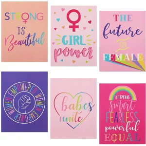 12 Pack Feminism Pocket Folders for School, Home, Office, Women and Girls, 6 Assorted Designs, Letter Size, 9 x 12 Inch