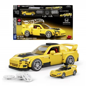 Mattel Brick Shop Hot Wheels Speed Series Building Set, '07 Honda S2000 with 257 Pieces, Realistic Details and Custom Decals, Adult Collectors and Ki