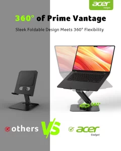 acer Laptop Stand for Desk - with 360 Swivel Base, Rotating Laptop Riser for Desk, Adjustable Computer Stand for Laptops, Ergonomic Riser Holder Fold