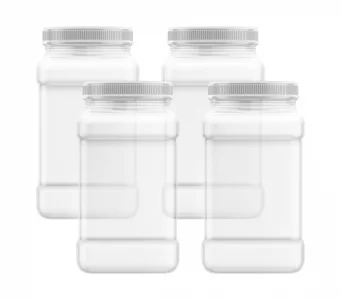 Mountain West Company Square Clear Jar with Pinch Handle, 4 Pack, Plastic Storage Container, Great for Food Storage, 1 Gallon Size