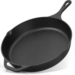 Zulay Kitchen Pre-Seasoned Cast Iron Skillet - 12.5 Inch Heavy Duty Frying Pan for Indoor & Outdoor Cooking - Oven, Stovetop, Induction, Grill & Camp