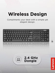 Lenovo 100 Wireless Compact Keyboard - Cordless Keyboard for PC & Laptop with Windows - Silent Keys - Full-Size Layout with Numeric Keypad - Plug & P