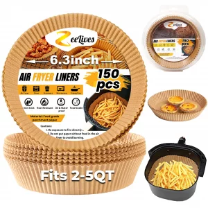 Round Air Fryer Liners Disposable Paper 150 Pcs, Ninja Airfryer Paper Parchment Liners - Water & Oil Proof 6.3 inch Air Fryer Paper Liners (Fits 2-5 