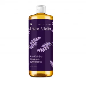 Pura Vitalia Lavender Organic Castile Soap | Body Wash & Cleanser for Face & Hands | Biodegradable, Eco-Friendly, Palm Oil Free, Vegan & Gentle | Mad