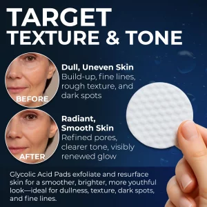 Glycolic Acid Pads - Resurfacing Pads for Face 20% - Exfoliating Peel Pad for Body and Dark Spots - Fine Lines and Wrinkles - 60 Count