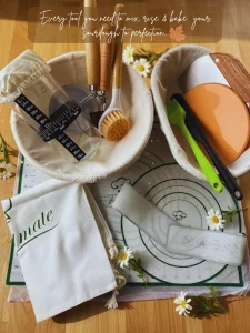 Feastmate Sourdough Starter Kit - Banneton Bread Proofing Basket Set with Liners, Sourdough Bread Baking Supplies & Bread Making Tools - Includes two