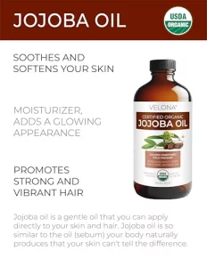 velona Jojoba Oil USDA Certified Organic - 16 Fl Oz in Glass Bottle | 100% Pure and Natural | Golden, Unrefined, Cold Pressed, Hexane Free | Moisturi