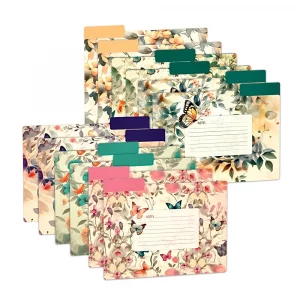 MARBOL Stores 12pcs Decorative File Folders Letter Size, Butterfly Design Folders with Notes, Cute File Office Folders with Floral Patterns, 1/3 Cut 
