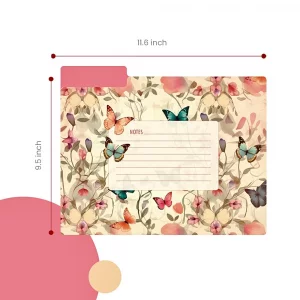 MARBOL Stores 12pcs Decorative File Folders Letter Size, Butterfly Design Folders with Notes, Cute File Office Folders with Floral Patterns, 1/3 Cut 