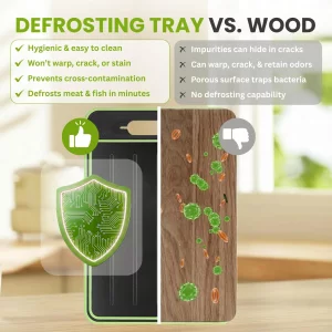 4-in-1 Defrosting Tray for Frozen Meat - Defroster & Thawing Plate Defrosting Tray with Built-in Knife Refiner, Garlic Grater & Cutting Board - Non-S