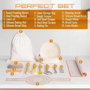 Banneton Bread Proofing Basket Set, 9