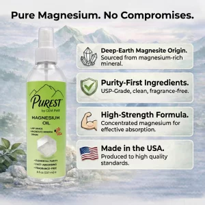 GEM PWR PUREST Magnesium Oil Spray, USP Grade, Topical Magnesium for Body & Feet, Made in USA, 4 fl oz