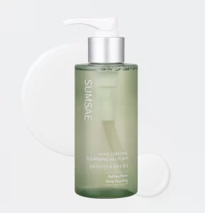 SUMSAE Pore Control Gel to Foam Cleanser, Deep Pore Cleansing Face Wash, Non Drying Lightweight, Soft Foam for Smooth Clear Skin, Korean Facial Clean