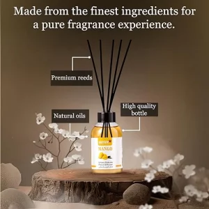 Jasmine Reed Diffuser Set 3.7 fl oz Long-Lasting Home Fragrance & Aromatherapy Diffuser with 4 Sticks Black&Gold Bottle for Bedroom Bathroom Living R