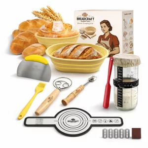 Breadcraft Sourdough Bread Proofing Basket Set, Complete Sourdough Bread Baking Kit, Non-Stick Silicone Banneton Basket (Pack of 2) with Bread Lame,D