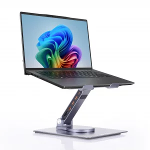 Griffin Rotator Laptop Stand with 6-in-1 USB HUB, 360 Rotating Computer Stand, USB C Docking Station & Multiport Adapter for Desk Setup