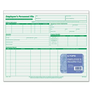 TOPS 3287 Employee Record File Folders, Straight Cut, Letter, 2-Sided, Green Ink (Pack of 20)