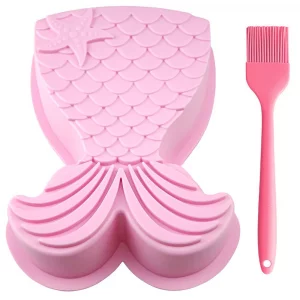 Mermaid Tail Silicone Cake Pan, Mermaid Tail Mold Mermaid Bread Baking Tray Cheesecake Muffin Cake Mold for Baby Shower Birthdays Parties (Random Col